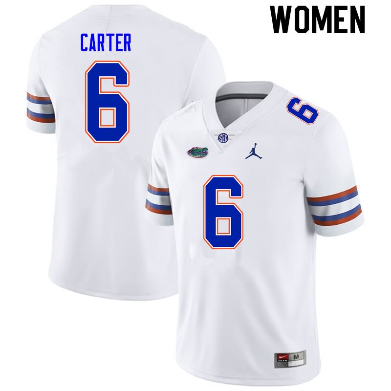 NCAA Florida Gators Zachary Carter Women's #6 Nike White Stitched Authentic College Football Jersey XAV6764HV